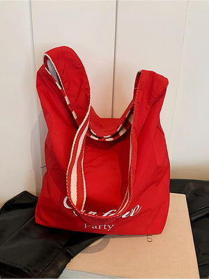 Striped Canvas Reversible Versatile Commuter Shoulder Bag