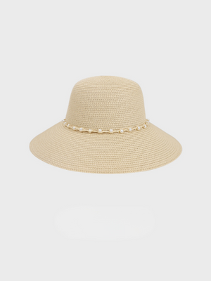 Dome-shaped Wide-brimmed Pearl-woven Band Sunshade And Sun Protection Beach Hat