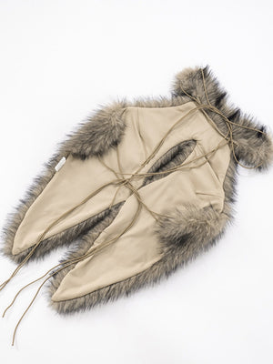 Furry Neckband Backless Sleeveless Crop Top Vest