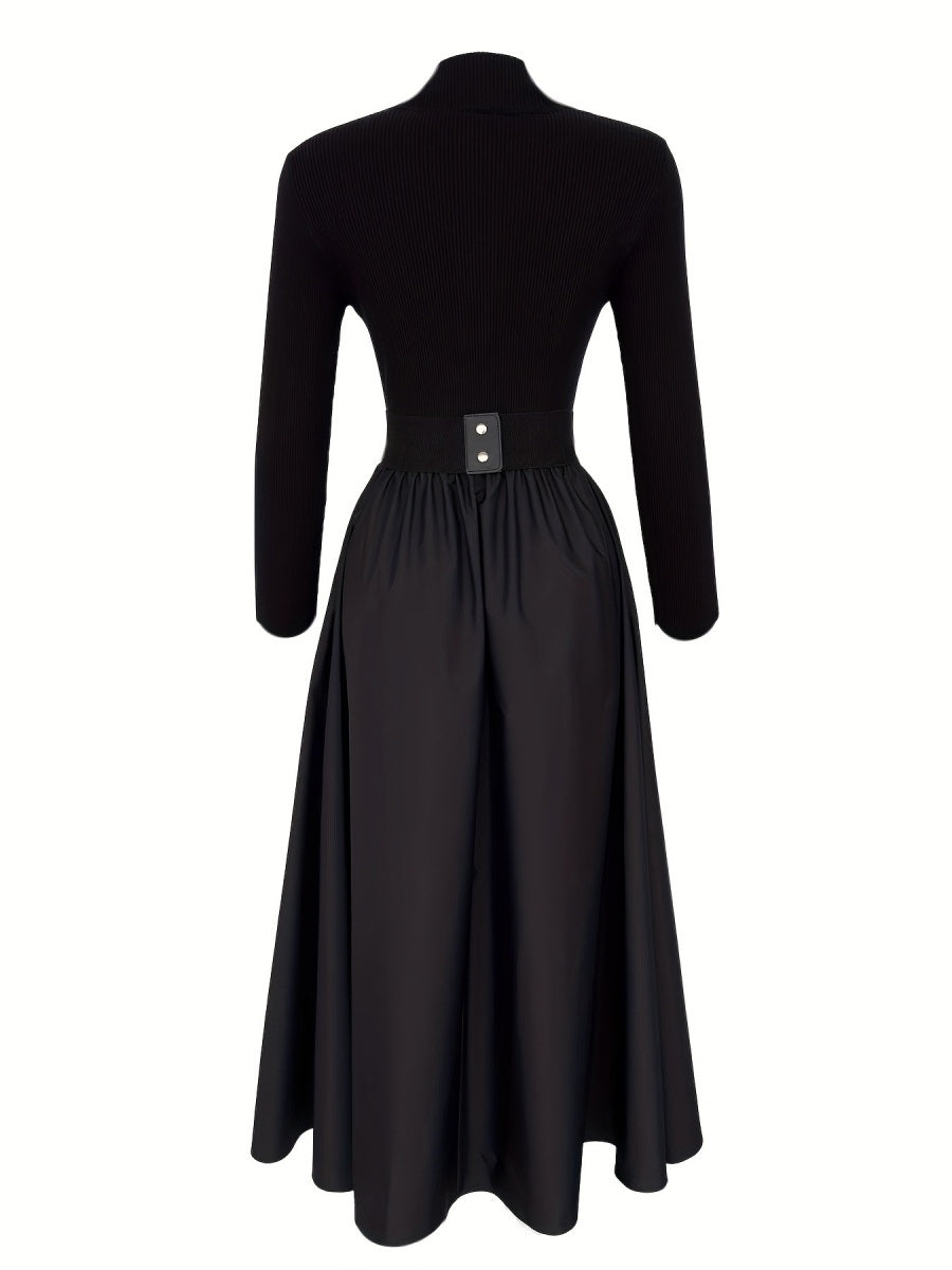 V-neck Big Swing Long Sleeve Parties Maxi Dresses