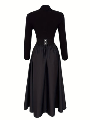 V-neck Big Swing Long Sleeve Parties Maxi Dresses
