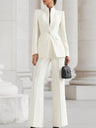 Single-button Blazer Long Suit Pants 2-piece Sets