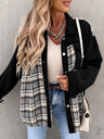 Long Sleeve Plaid Splicing Fasten Denim Jackets