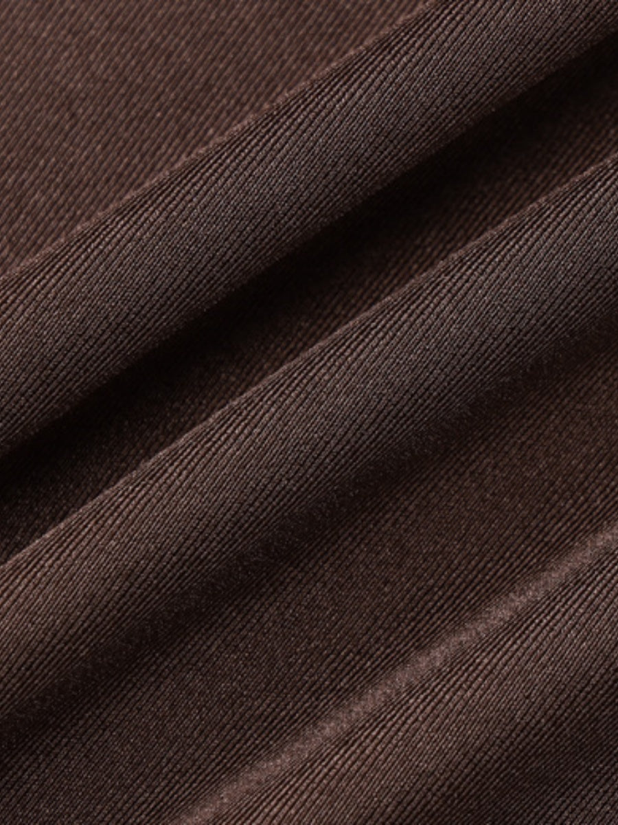 Turtleneck Long Sleeve Spliced Straps Slim Fit Maxi Dresses