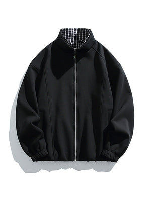 Layered-look Double Collar Color-blocked Jackets
