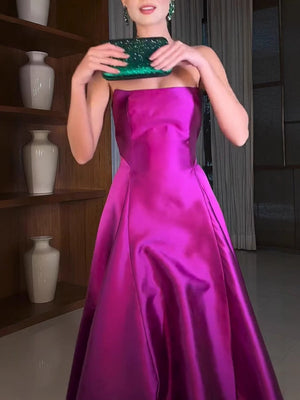 Liber Winter Women's Zipper Solid Color Tube top Maxi Dresses