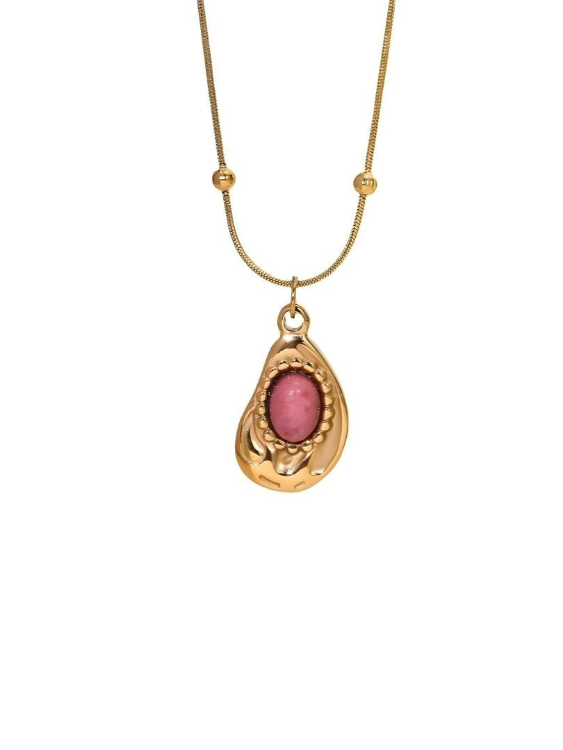 Pink Oval Pendant Necklace