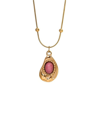 Pink Oval Pendant Necklace