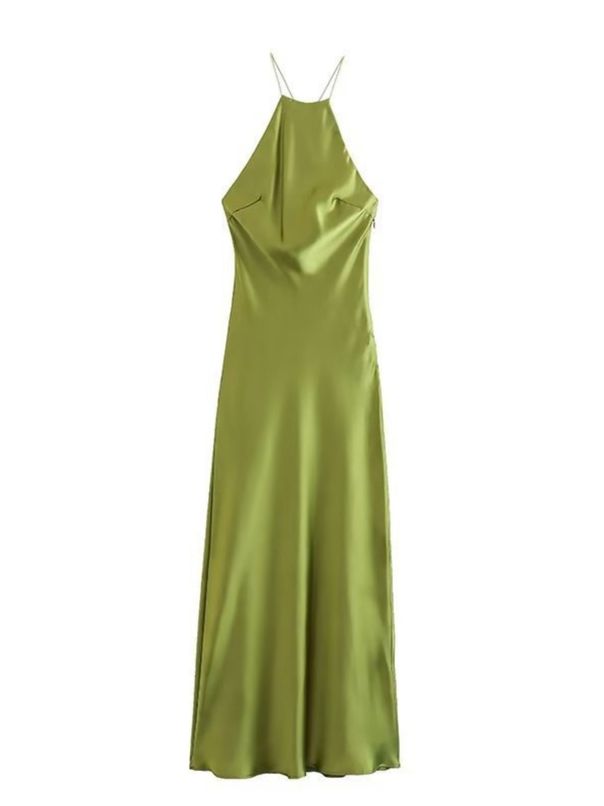 Silk Satin Halter Neck And Backless Maxi Dresses