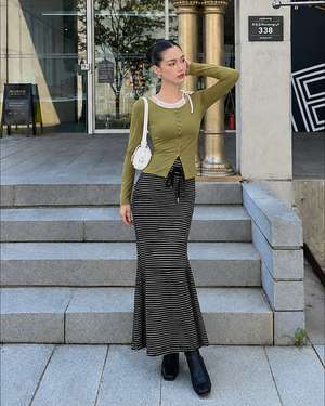 Elegant And Slimming Striped Fishtail Skirt