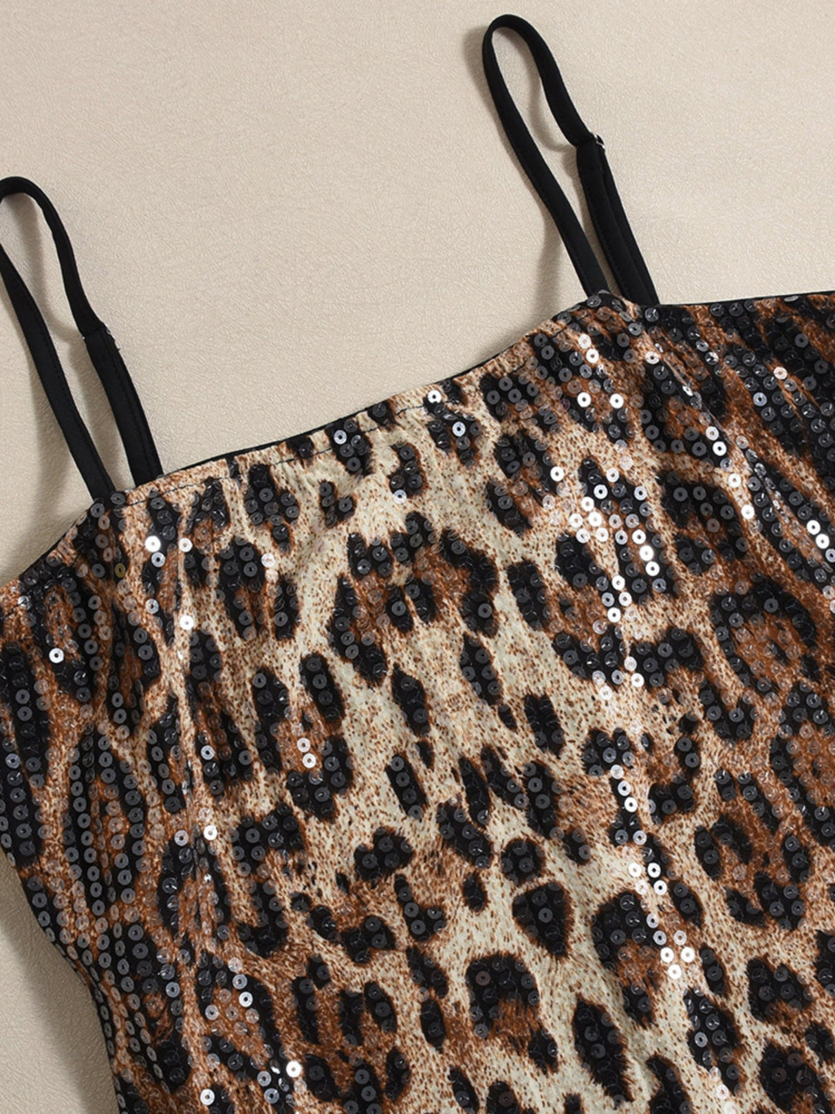 Liber Leopard Print Sequins Leopard Print Jumpsuits&Bodysuits