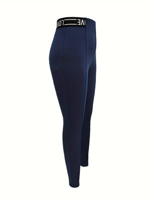 Sporty And Sexy Letter-print Elastic Waist Warm Leggings