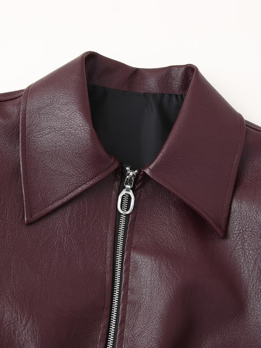 Leather zip-up jacket