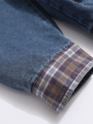 Christmas Pattern Embroidery Washing Splicing Denim Jacket