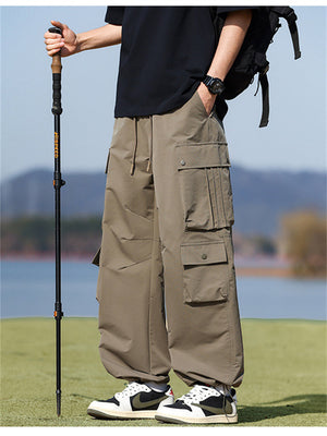 Liber Spring Men's Multiple pockets Solid Color Cargo Trousers