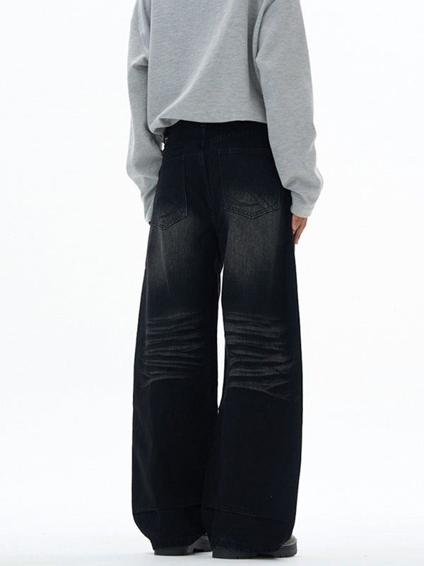 Retro Embroidery Machete Loose Silhouette Mopping Sickle Jeans