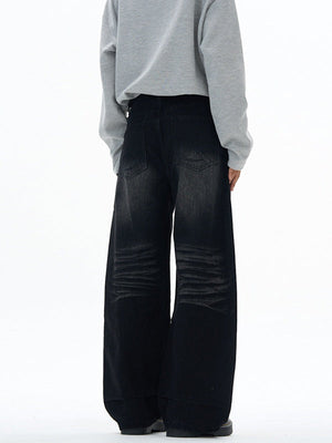 Retro Embroidery Machete Loose Silhouette Mopping Sickle Jeans