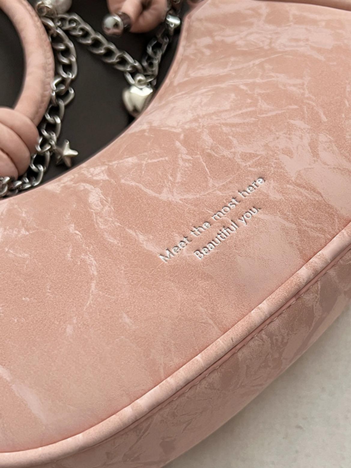 Heart-shaped Metal Chain Crossbody Bag