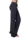 Elastic Waist Buttons Pocket Yoga Pants