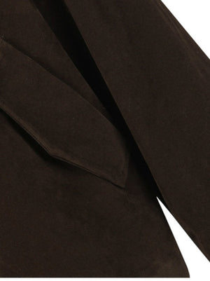 Retro Faux Suede Feel Splicing Short And Wide Jackets