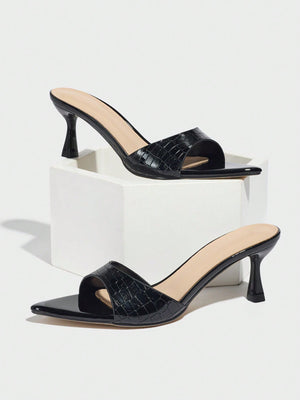 Embossed High-heeled Sandals