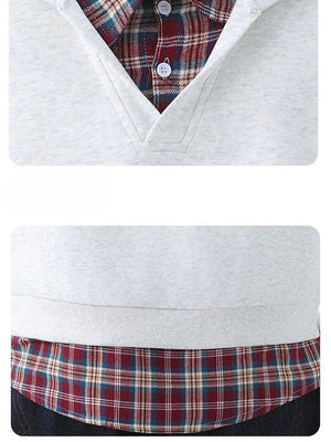 Plaid Splicing Loose Sports Hoodies