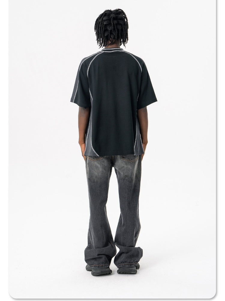 Liber Summer Men's Solid Color Letter T-shirts