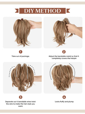 Short, Curled Ponytail Wig With Clip