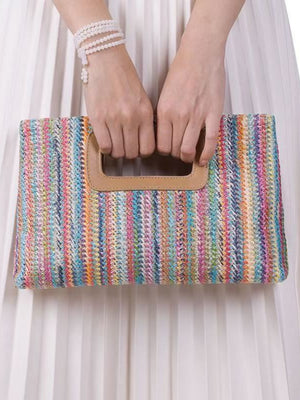 Colorful Straw Tote Bag For Vacation