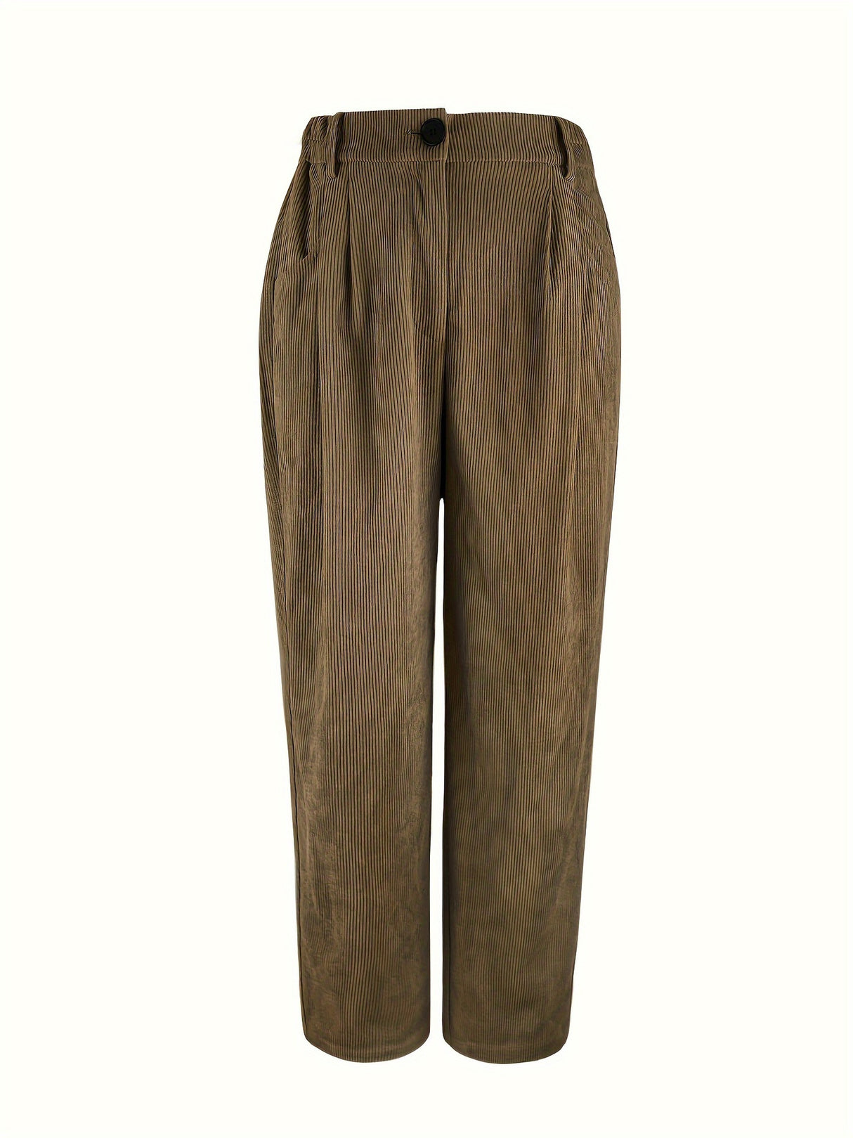 Retro-style Corduroy High-waisted Pocket Casual Trousers