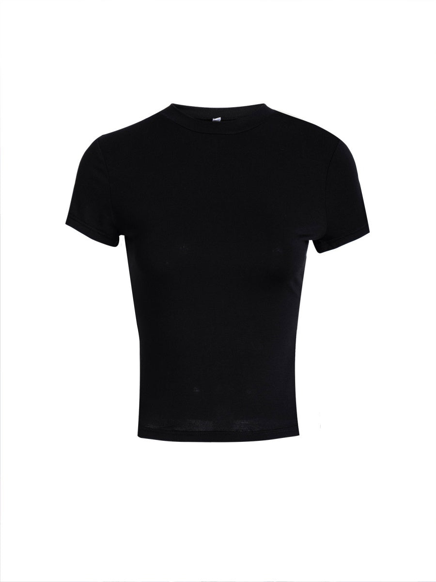 Solid Color Crew Neck Short-sleeved T-shirt