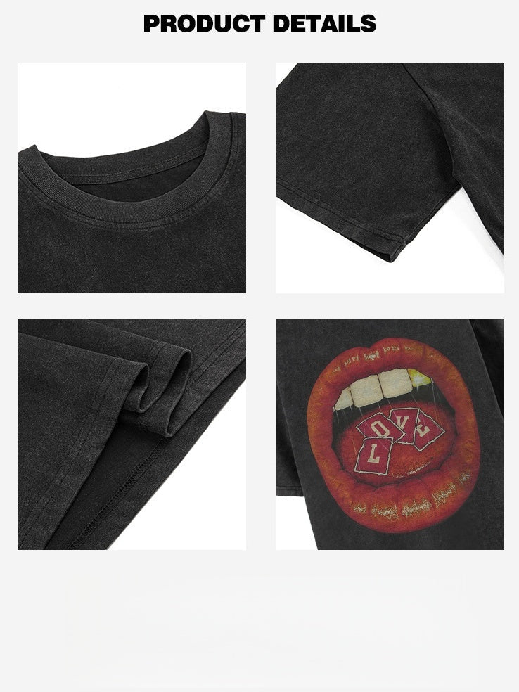 Liber Summer Neutral Printed Mouth T-shirts