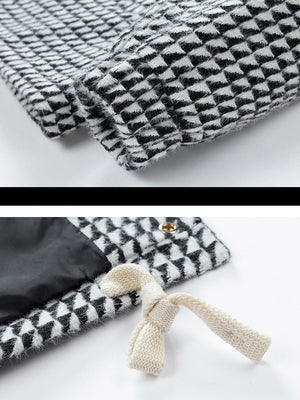 Veste à carreaux color-block à col cranté