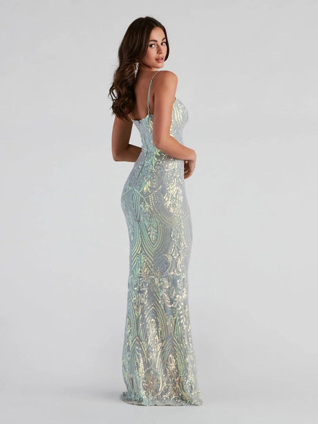 V-Neck  Sequins Maxi Dresses