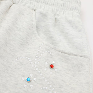 Rhinestone-studded Embroidery Vibe Loose-fit Five Points Shorts