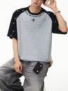 Color-blocked Star Letter Printed T-shirts