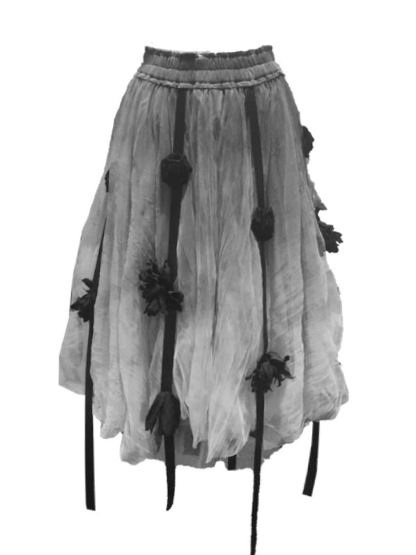 Floral Language Gauze Skirt