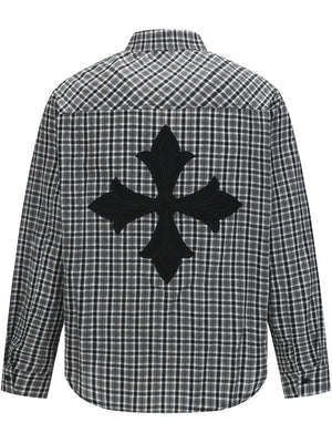 Liber Autumn Neutral wear Appliqué embroidery Plaid Shirts