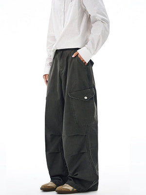 Liber Autumn Neutral wear Multiple pockets Solid Color Cargo Trousers