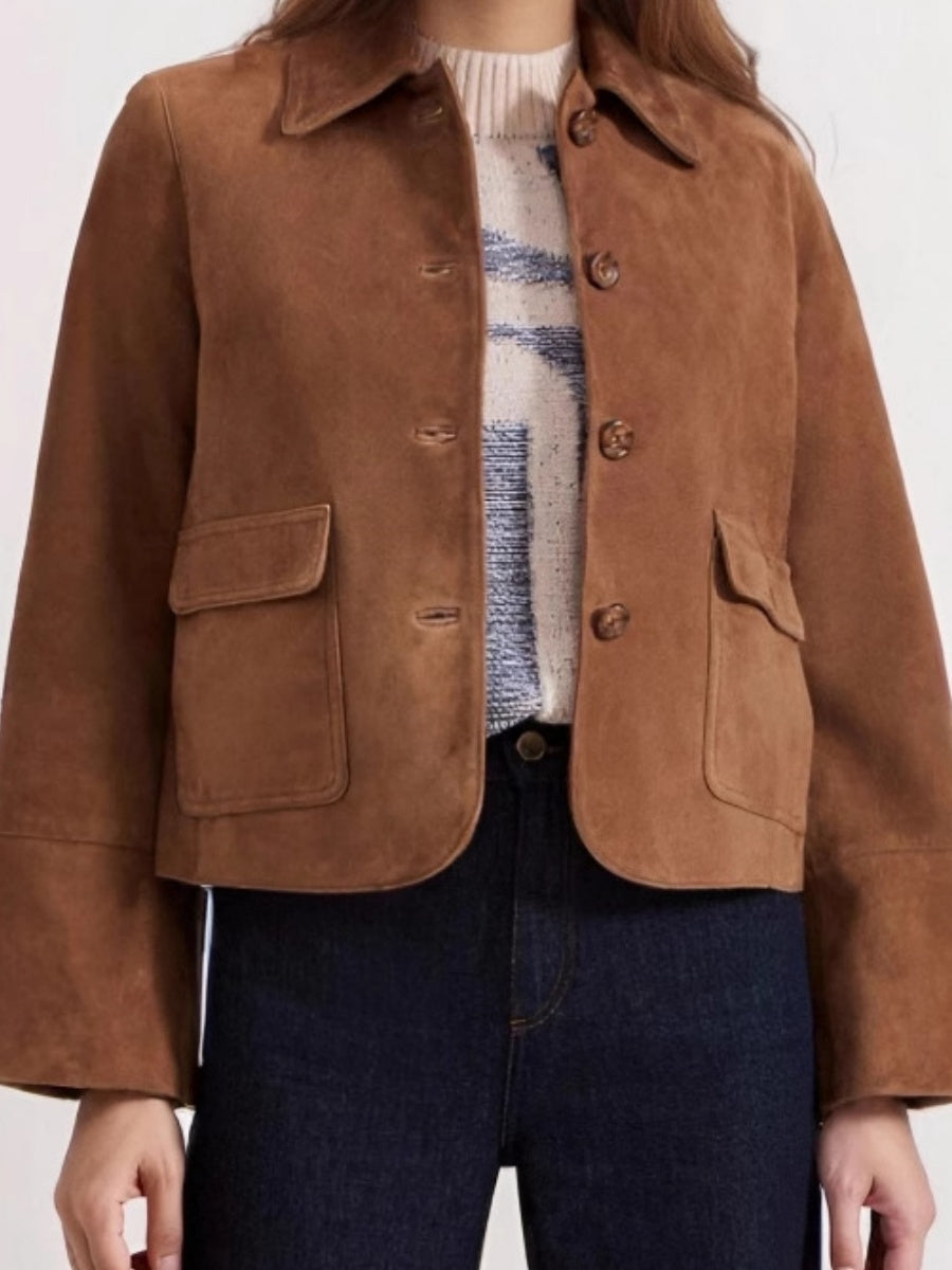 Liber Women's autumn button short clothing Patchwork jacket