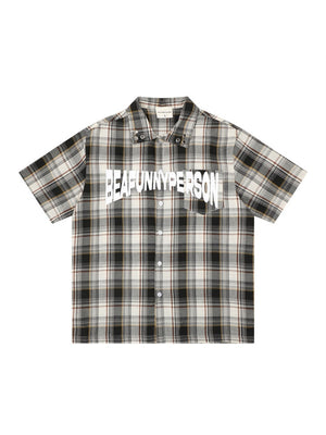 Plaid Loose-fit Letter Printed Shirts