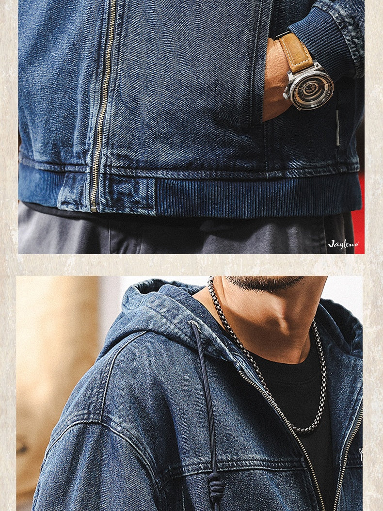 Retro Denim Washed Plush Denim Jacket