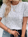 Sequins Crew Neck Short Sleeve T-shirt
