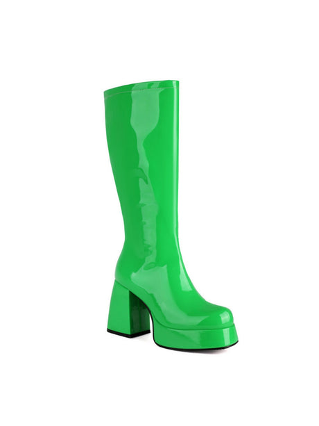 Colorful Platform High-heeled Fashion Mid-calf Boots