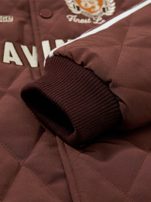 Retro Letter Embroidery Fur Collar Lapel Cotton Clothes