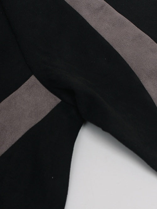 Suede Locomotive Machete Patchwork Embroidery T-shirt