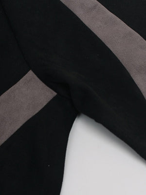 Suede Locomotive Machete Patchwork Embroidery T-shirt