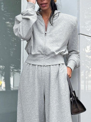 Shoulder Pad Sweatshirts&Hoodies Wide-leg pants 2-piece Sets