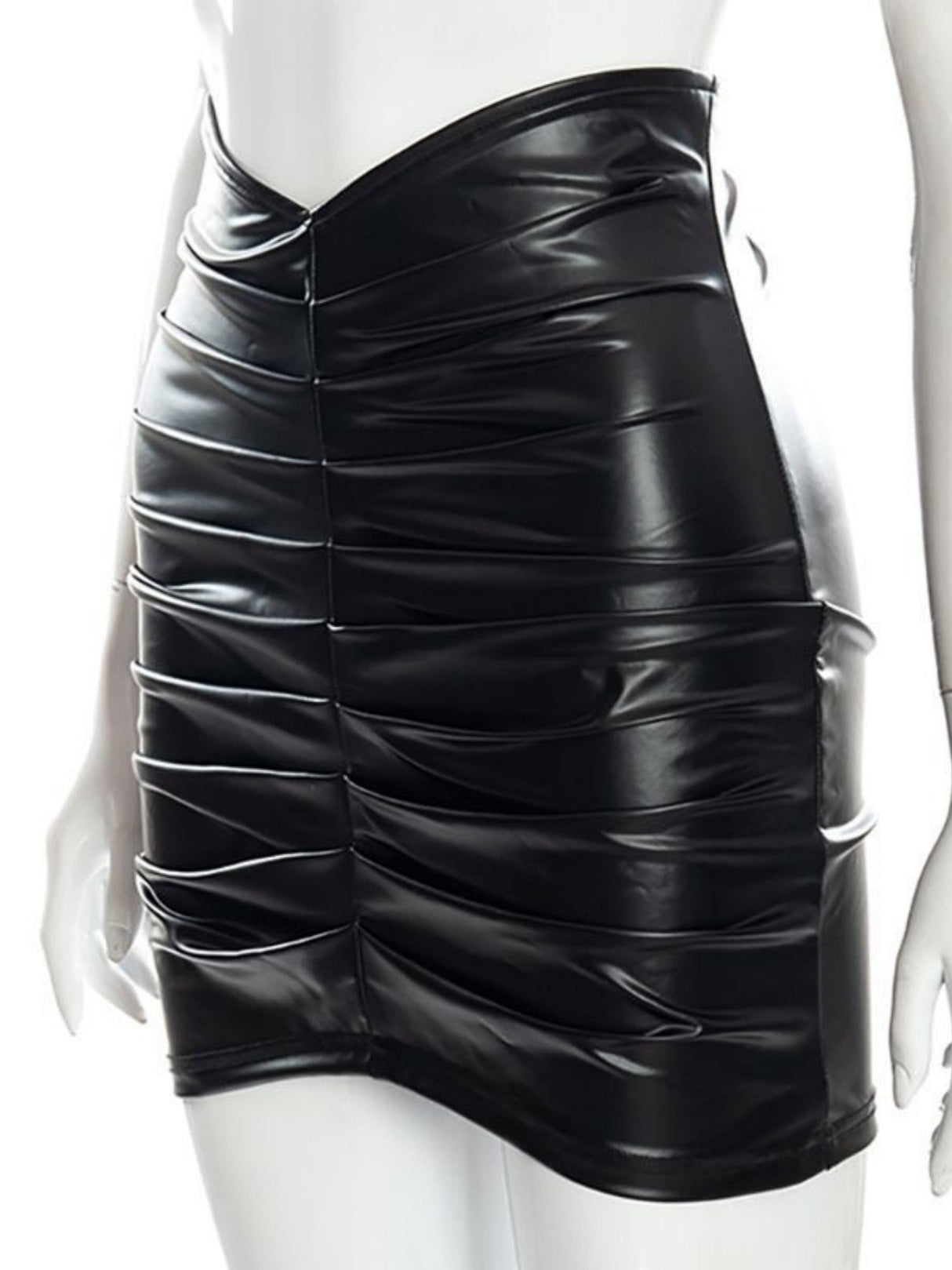 Pleated PU Commuter Skirt Bodycon Skirt