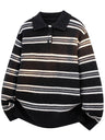 Notch-Collar Striped Sweater